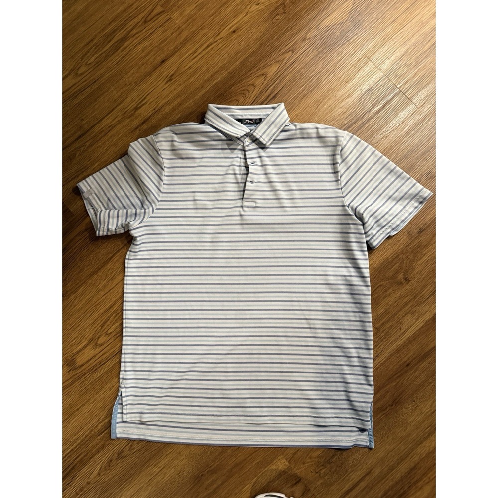 Ralph Lauren RLX Shirt Men's Medium Striped Performance Polo Short Sleeve